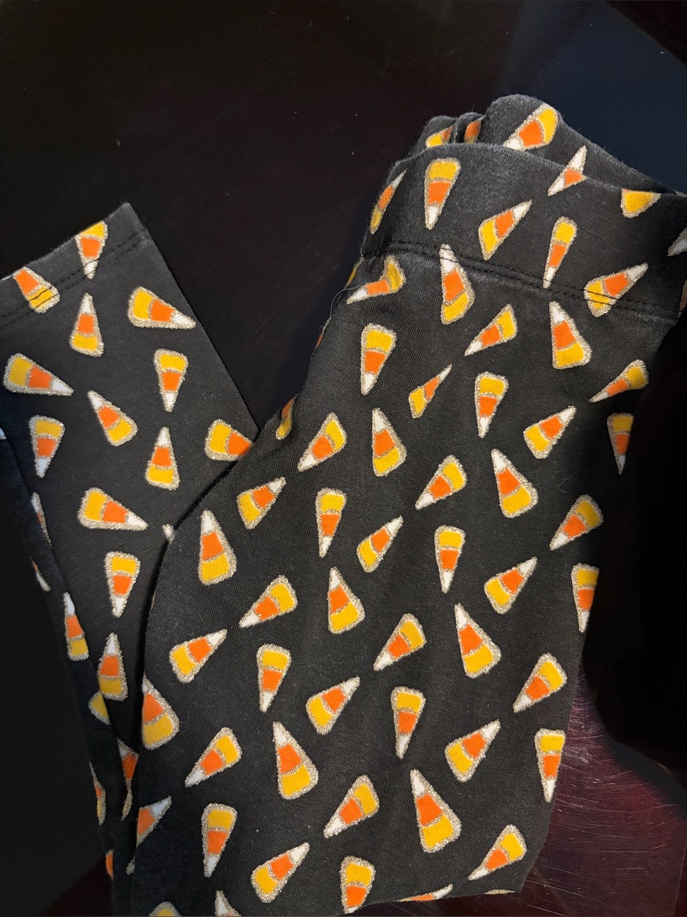 Black Leggings with Candy Corn Print